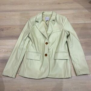 Mint Faux Leather Blazer